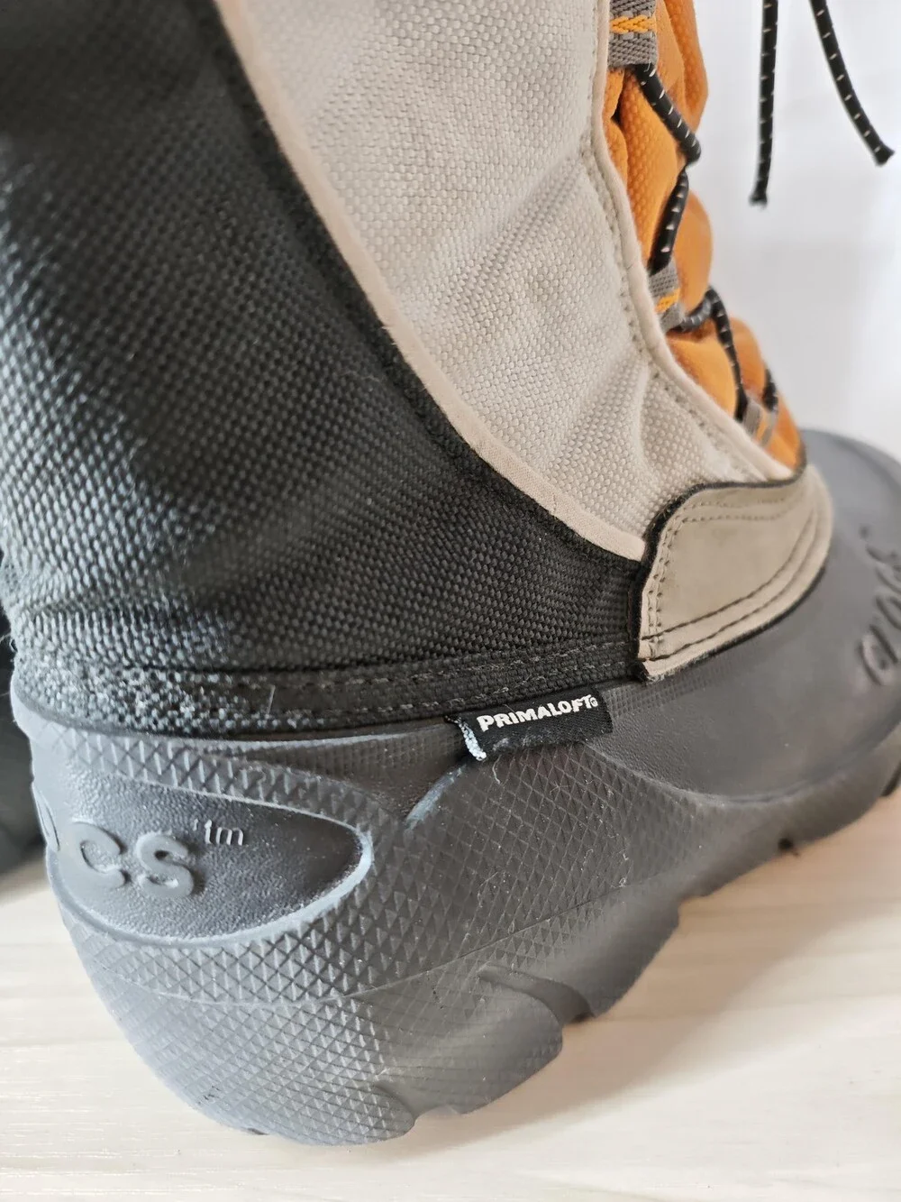 Crocs Snow Boots Toddler Size C2 Orange Gray Black Snomini Primaloft Winter